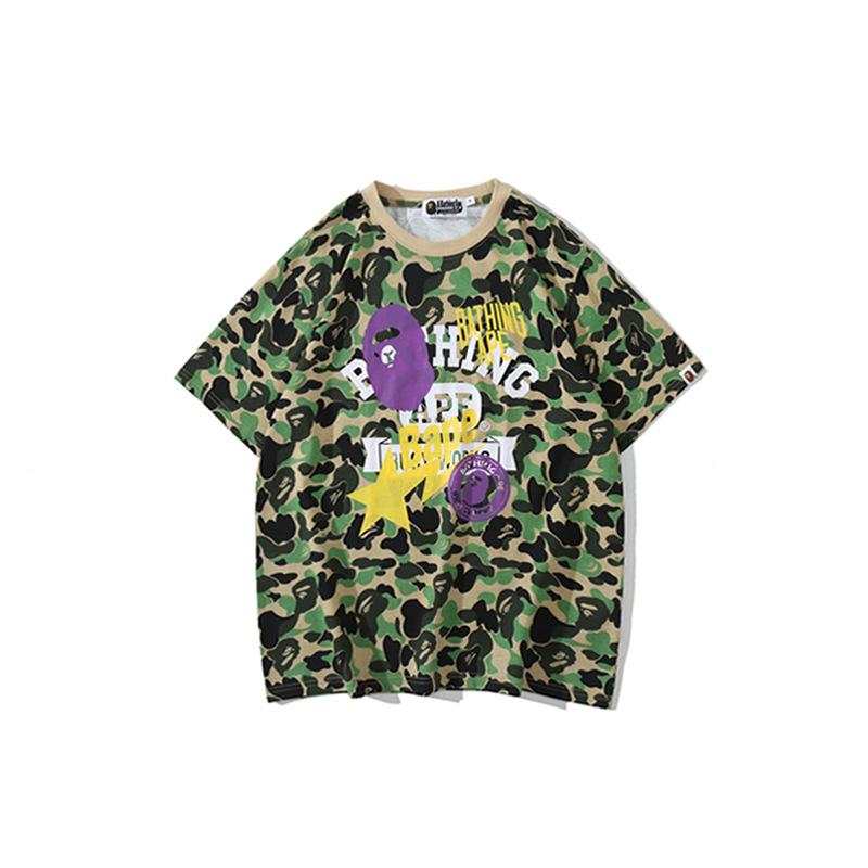 Bathing Ape T-Shirt Summer Camouflage Shading T-shirt Cartoon Anime Short Sleeve